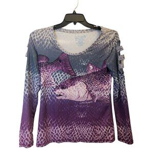 Reel Legends X Linnea Syzmanski Fish Graphic Performance Cut Out Shirt, XS